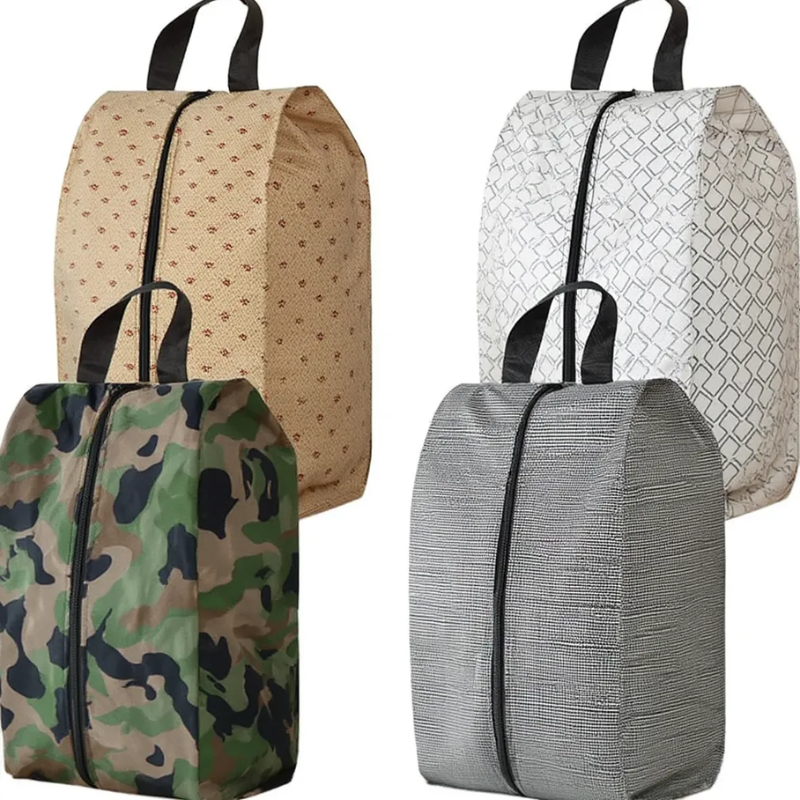 Travel Shoe Organizer Zipper Pouch – Compact Footwear Storage Bag (Random Print- Pack of 1 Pc)