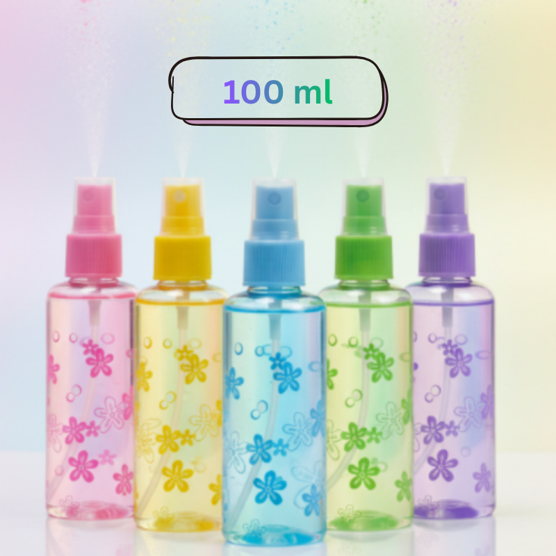 100 ml Plastic Refillable Fine Mist Spray Bottle – Leak-Proof, Portable & Reusable Spray Container(Random color-Pack of 1)