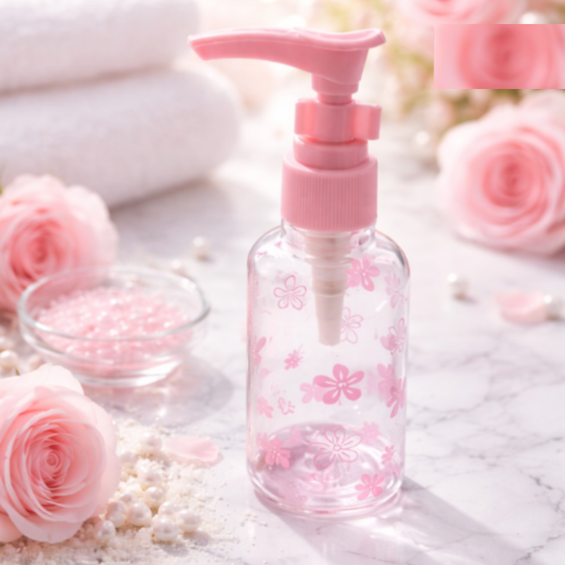 75 ml Refillable Travel Bottles with Pump & Safety Lock – Leak-Proof Plastic Dispensers for Lotion, Soap, Shampoo & Serum (Random color-Pack of 1)