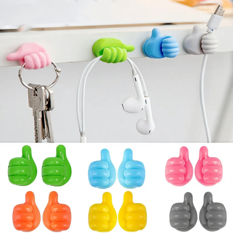 6 Pcs Multiuse Thumb Clip Hooks – Strong Self-Adhesive Wall Organizer & Hanger Set for Home, Kitchen & Office