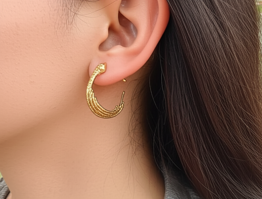 Statement Twisted Gold Stud Earrings for Women – Elegant Minimalist Jewelry, Hypoallergenic & Lightweight (1 Pair)