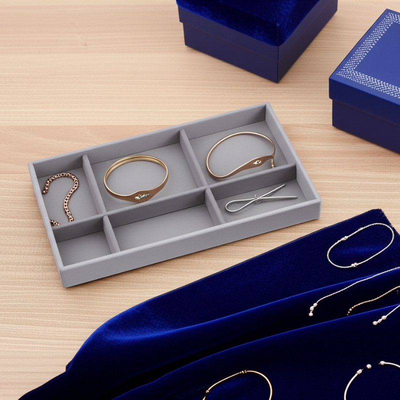 Velvet Jewelry Plate Display Tray – Elegant Organizer for Rings, Earrings, Bracelets & Accessories