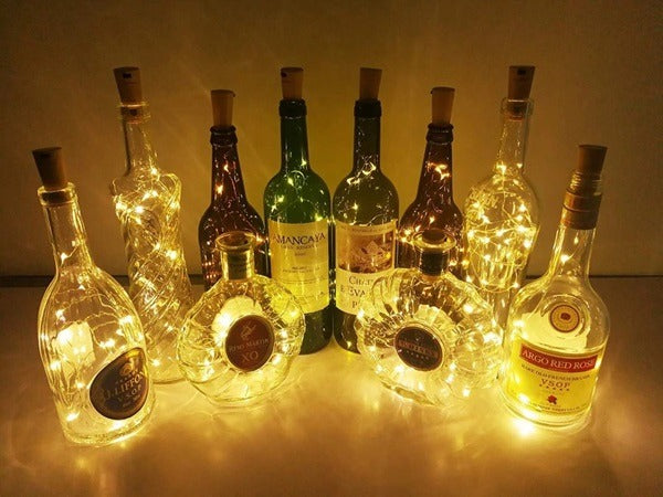 LED Bottle Decorating Light, LED Wine Bottle Cork Copper Wire String Lights, 2M Battery Operated for Room, Balcony, Diwali Lights Decor