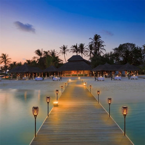 Weatherproof flickering mashaal solar lights for garden and landscape use