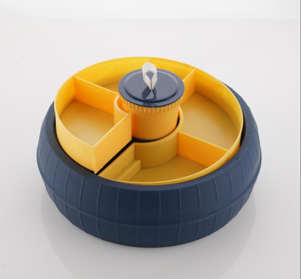 Spiral Multipurpose Candy Box – Rotating Dry Fruit & Snack Storage Organizer | Plastic Serving Box (Random Color-Pack of 1)