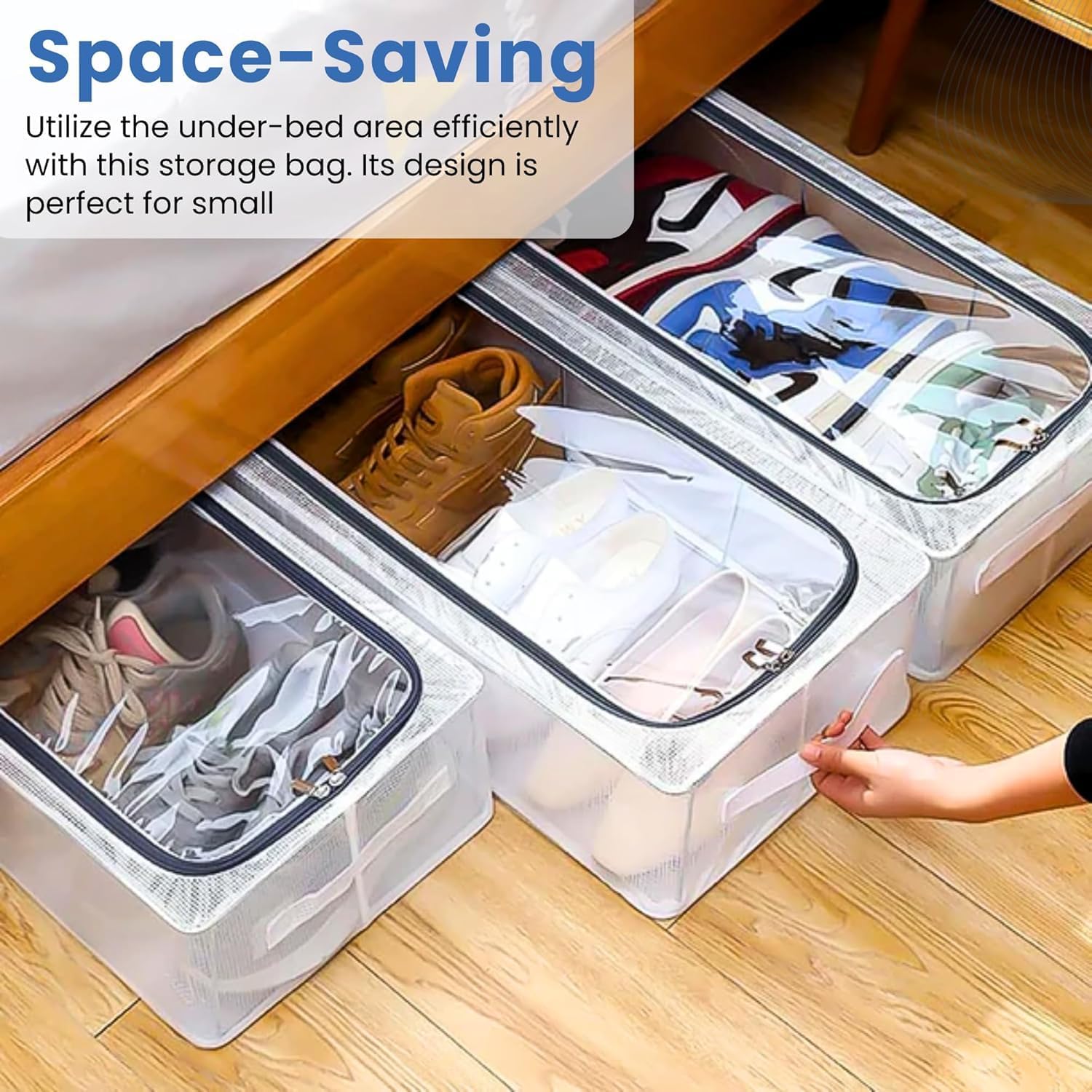 Clear Foldable Shoe Bag | Transparent Shoe Rack | Dustproof Shoe Cover | Space-Saving Sneaker Box | Foldable & Easy to Clean | Storage Organizer