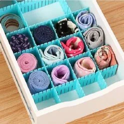 The drawer is beautifully organized with the help of plastic drawer divider. Socks are being arranged systematically using these adjustable drawer organizer.
