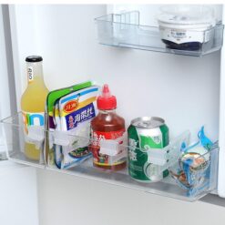 4 refrigerator storage divider is placed in the fridge to organize bottles and packets in the fridge.