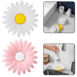 One white and one pink color flower shape soap holder.