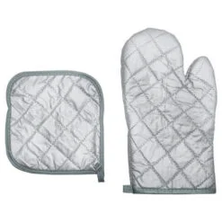 grey color baking oven gloves with its case