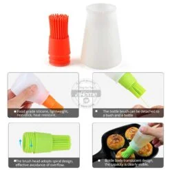 Silicone oil brush bottle is shown in the picture with different color brushes.