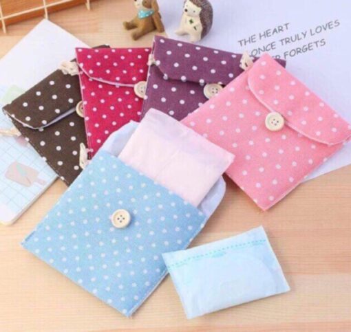 Sanitary pad travel pouch are presented in 5 different colors.