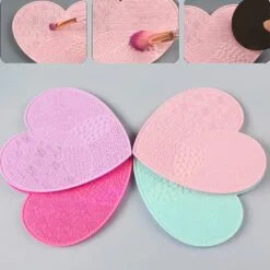 Silicone makeup brush cleaner mat shown in 4 different colors.