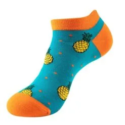 Orange and blue color ankle length cotton socks