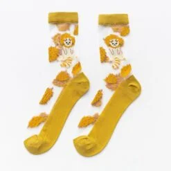Mustard yellow cute funny socks pair.