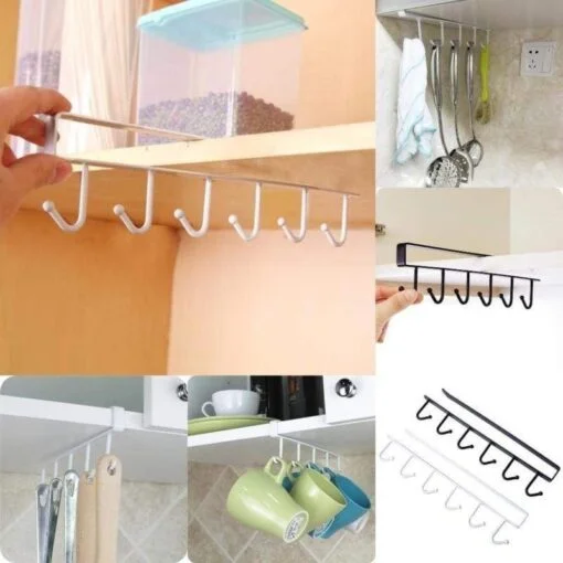 White and Black under shelf cup hooks are being used for different things and at different places.