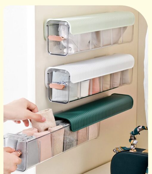6 slot socks organizer is presented in different colors.