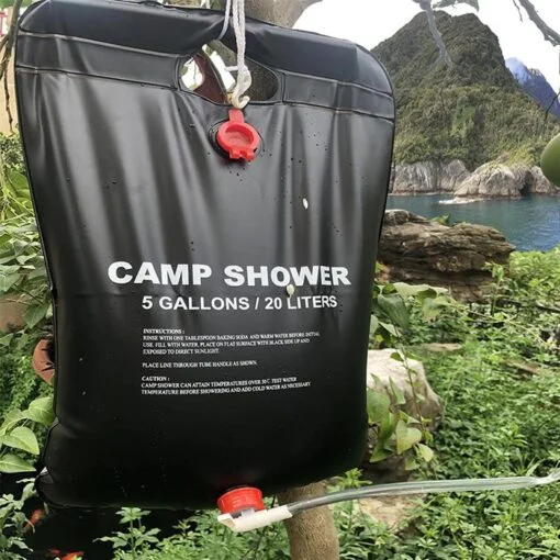 Black color 20 Liter portable shower bag for camping.