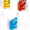 Dog pattern wooden pen holder in yellow, blue, and red color.