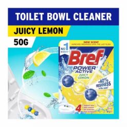 Lemon flavor toilet cleaner ball packet is shown