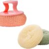3 Pan cleaning brush of different colors are shown.