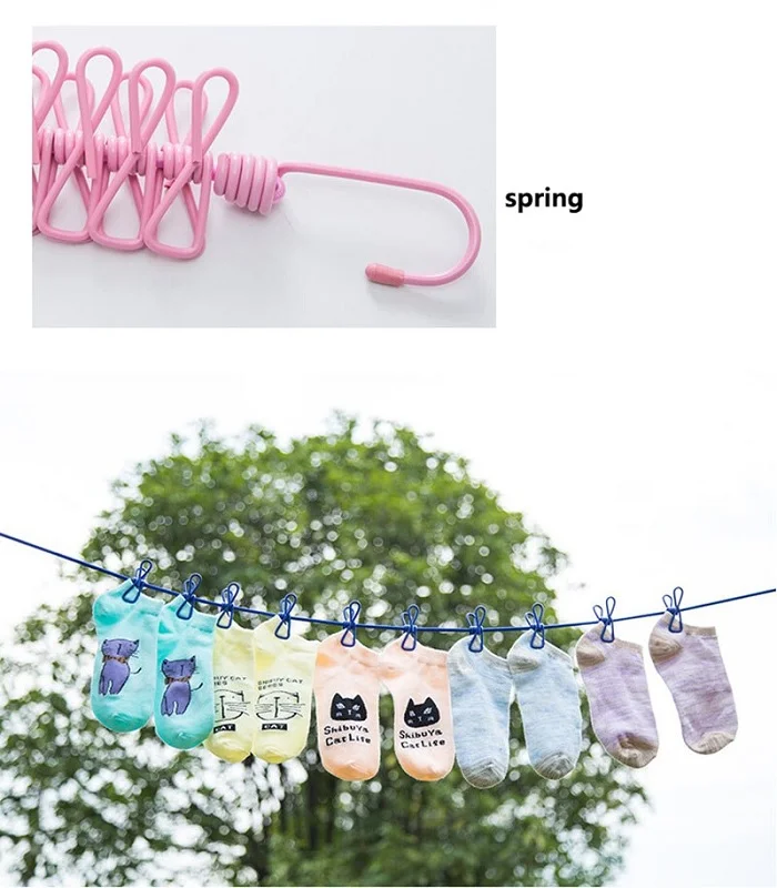 MYSTEVVA Cloth Rope for Cloth Drying Rope with Hooks Rope for Drying  Clothes Hanging Rope with 12 Clips for Clothes Drying Wire for Clothes  Drying