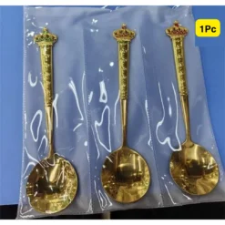 3 Packets of big crown stainless steel gold spoon.