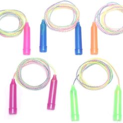 Adjustable skipping rope shown in 5 different colors