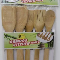 Wooden cooking spoon set is packed in a packet.
