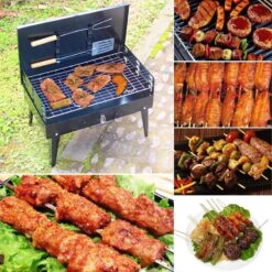 Black color charcoal barbecue grill is being used to cook many things