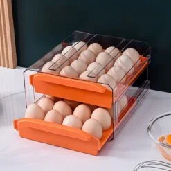 Double drawer orange color egg shelf.