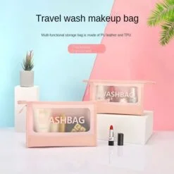 Cosmetic wash bag is being used to store lipsticks and other makeup and beauty products.