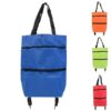 Foldable shopping trolley bag is shown in 4 different colors.
