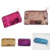 Sequin pouch is presented in many different colors.