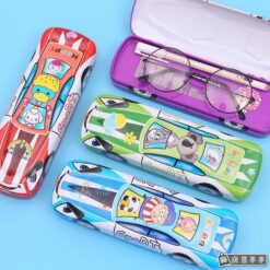 Double layer car design cute metal pencil case is shown in 4 different colors.