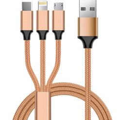 Copper color 3 in 1 usb charging cable.
