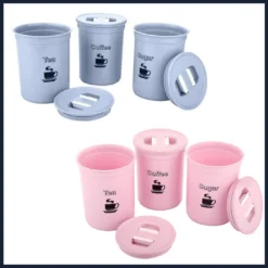 Blue color tea coffee sugar box along with pink color tea coffee sugar box