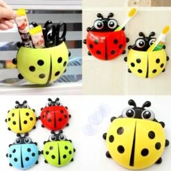 Lady bug toothbrush holder presented in 4 different colors