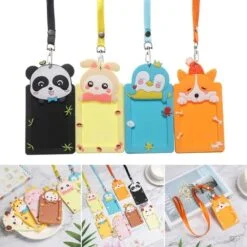 Card holder strap presented in black, yellow, blue, lemon yellow, pink, mustard yellow, and orange color