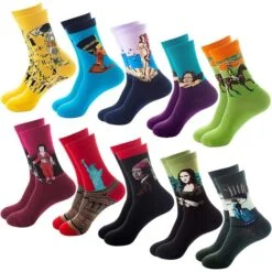10 Different color and designs cotton socks.