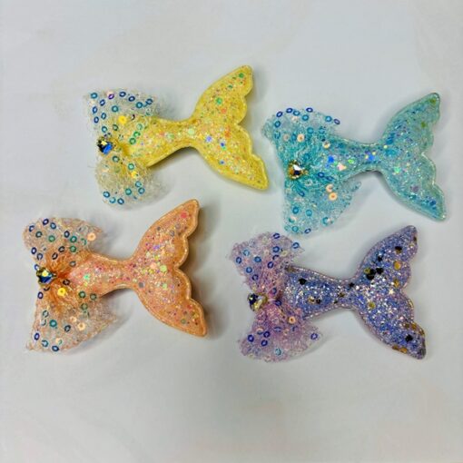 Fish Shape 4 Small Sparkly Hair Clips.