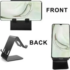 Mobile and tablet is mounted on a black color mobile and tablet holder.