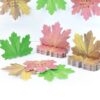 Different color leaf shaped sticky notes.
