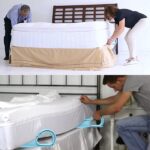 A bed with the sheets tucked in using the lifter stand, showcasing its assistance in sheet changing.