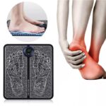 Relax and Rejuvenate: Using the Physiotherapy EMS Electric Foot Massager A person using the Physiotherapy EMS Electric Foot Massager by placing their feet on the textured surface. Better pricing Than Amazon and Meesho