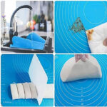 Precise Rolling: Fondant Rolling Mat with Measurements Close-up view of the silicone fondant rolling mat highlighting its smooth surface and measurement markings in centimeters and inches.