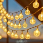 A strand of 14-LED Crystal Ball String Light draped across a gazebo, casting a mesmerizing play of light and creating an elegant ambiance.