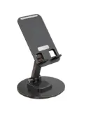 A person using a 360° Rotating Foldable Mobile Phone Stand for a video call, showcasing its hands-free convenience and adjustable viewing angle.