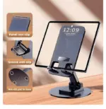 Hands-Free Communication: Video Calling with Phone Stand A person using a 360° Rotating Foldable Mobile Phone Stand for a video call, showcasing its hands-free convenience and adjustable viewing angle.