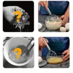 A person using the dough whisk mixer to knead bread dough in a bowl.